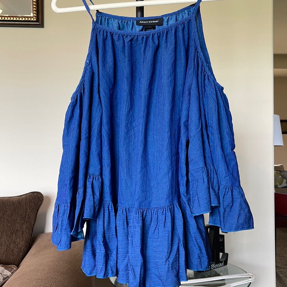 Cold Shoulder Denim Blouse